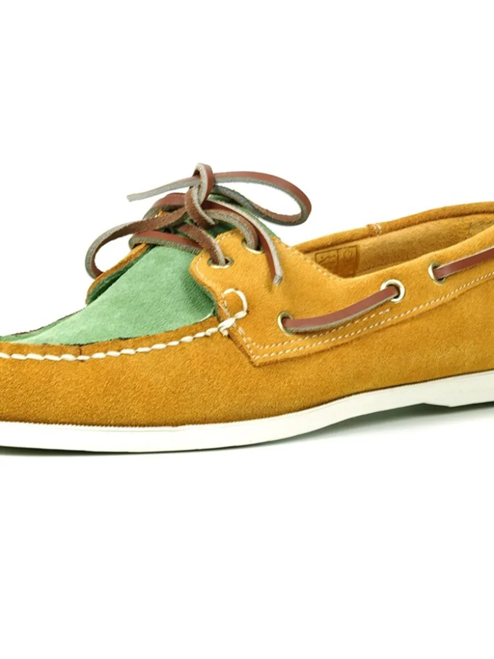 FI-6512-S Yellow Lime Premiun Genuine Suede Lace up Boat Shoes Fiesso by Aurelio